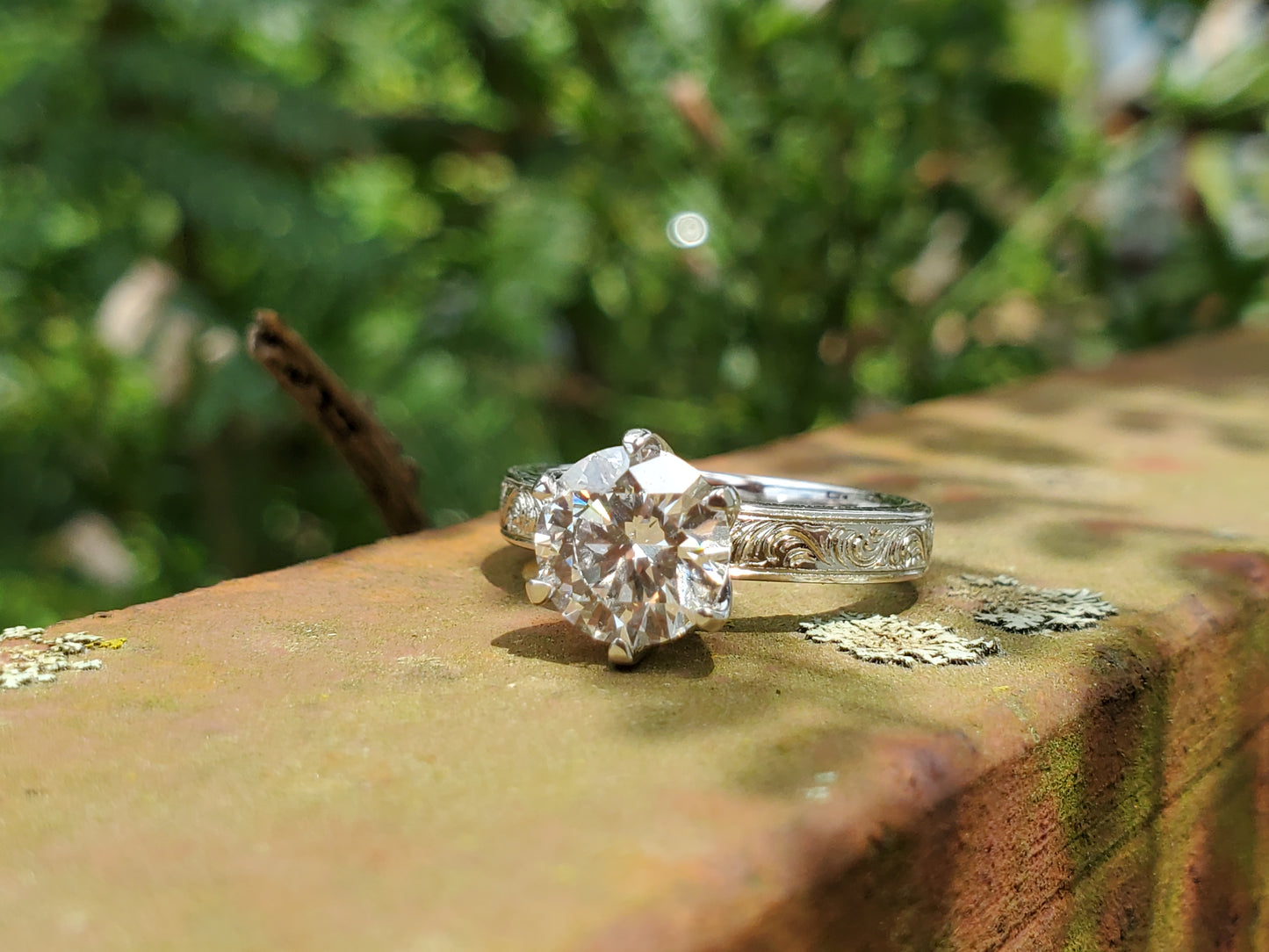 The Tennessee: 2 ct. Round Moissanite or Lab Diamond, 10K or 14K White Gold Engagement Ring, Western Engagement Ring, Cowgirl Engagement