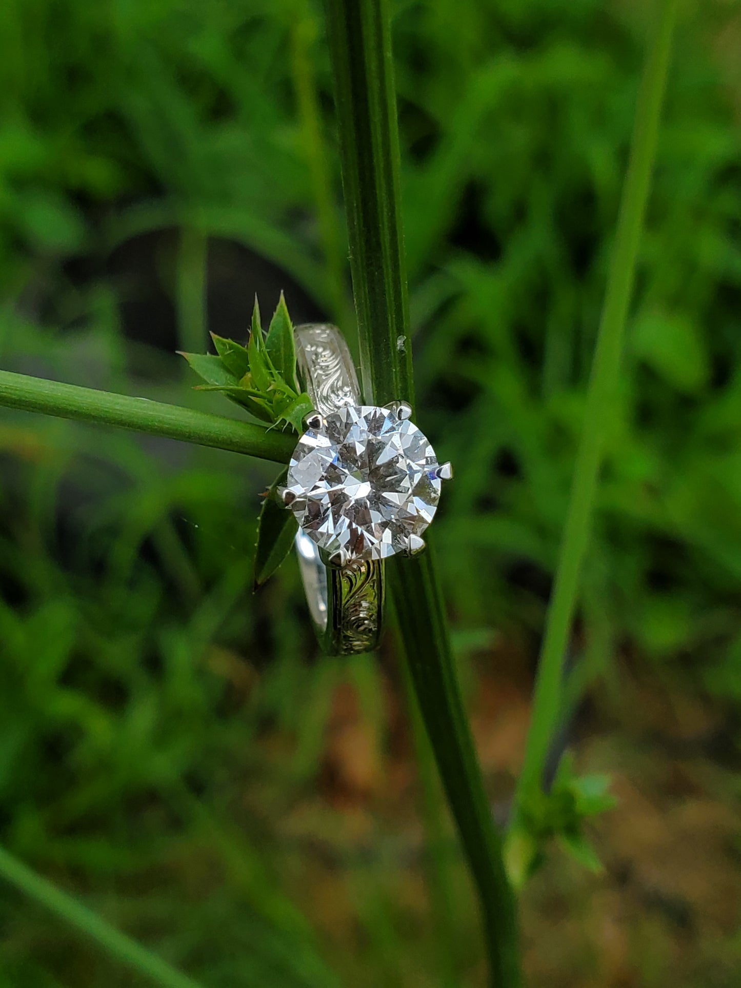 The Tennessee: 2 ct. Round Moissanite or Lab Diamond, 10K or 14K White Gold Engagement Ring, Western Engagement Ring, Cowgirl Engagement