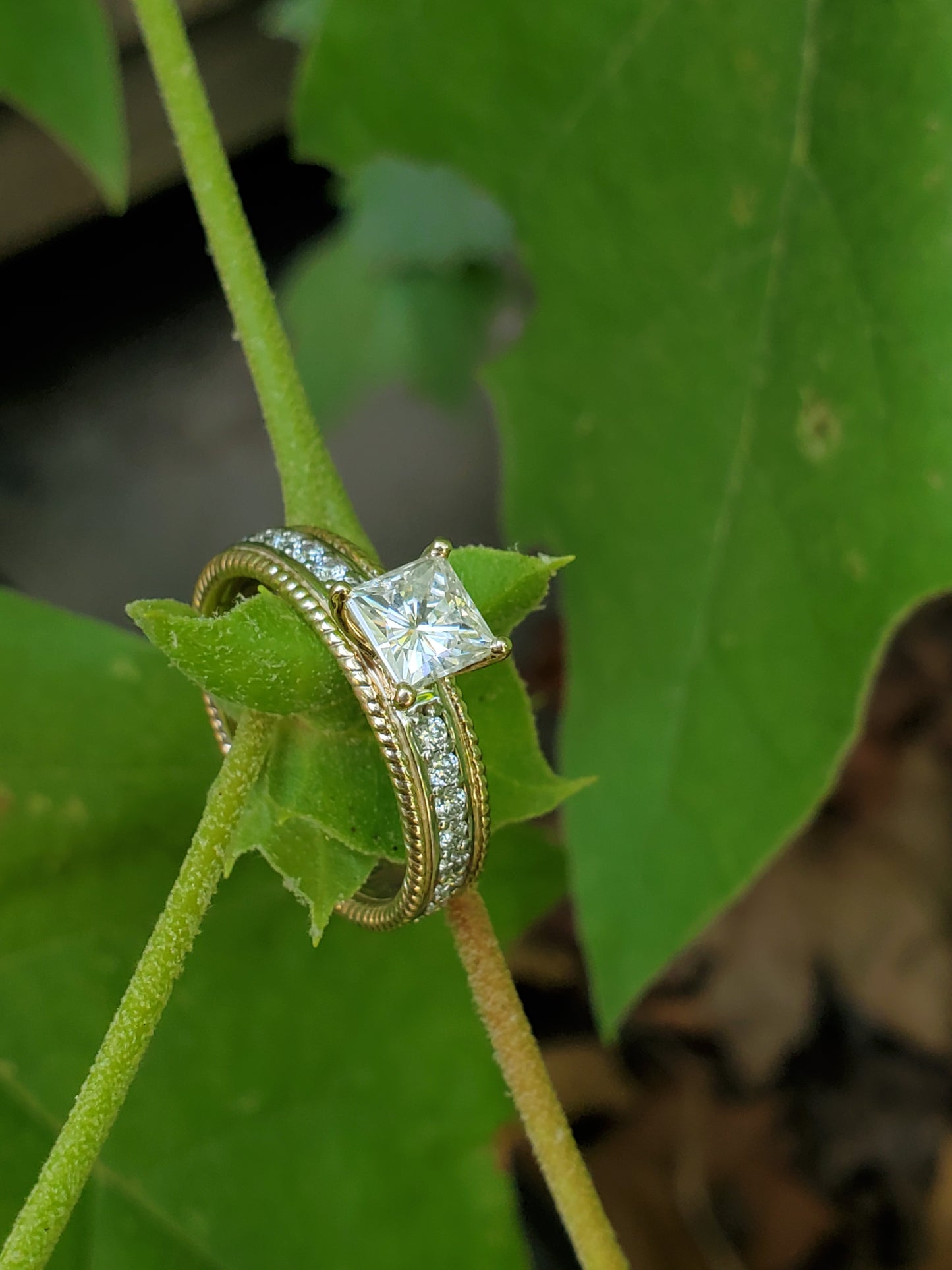 The Milena: 10K Yellow and White Gold, Two-Tone Engagement Ring, Cowgirl Engagement Ring, Western Engagement Ring, Diamond Engagement Ring for Cowgirl, Western Ring