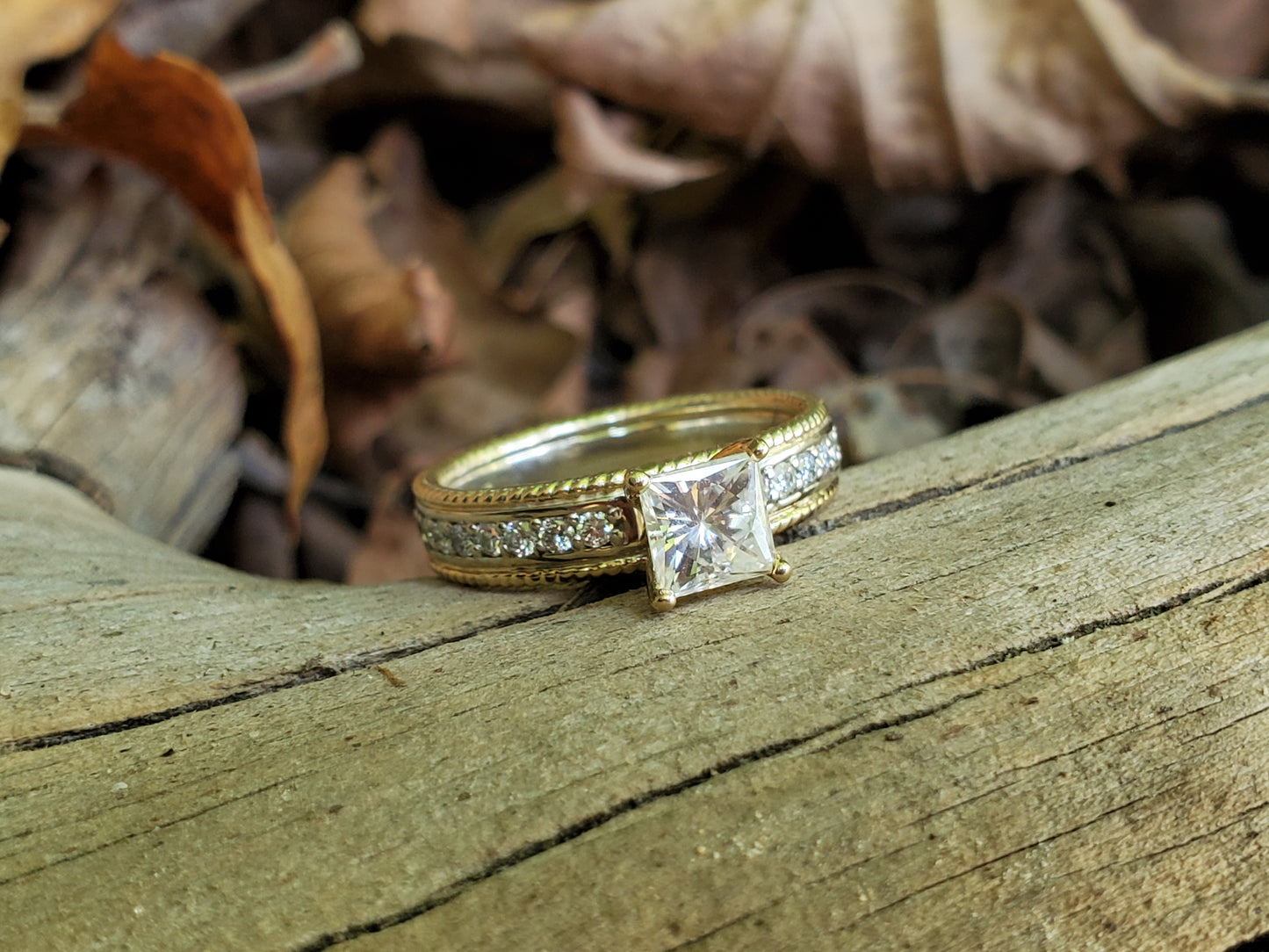 The Milena: 10K Yellow and White Gold, Two-Tone Engagement Ring, Cowgirl Engagement Ring, Western Engagement Ring, Diamond Engagement Ring for Cowgirl, Western Ring