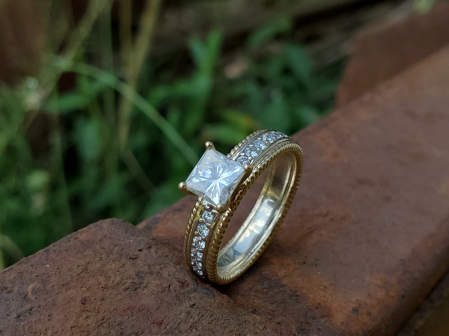 The Milena: 10K Yellow and White Gold, Two-Tone Engagement Ring, Cowgirl Engagement Ring, Western Engagement Ring, Diamond Engagement Ring for Cowgirl, Western Ring