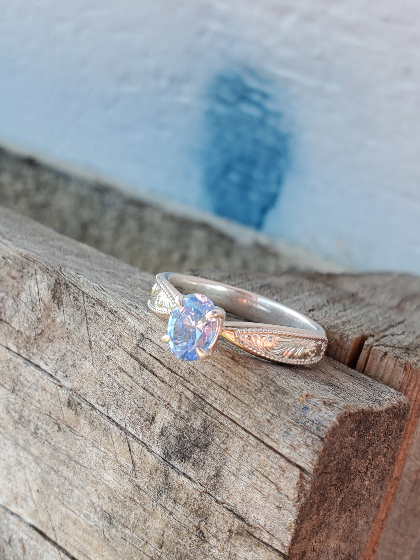 Custom Oval Gemstone Ring Set (30+ Center Stone Options!), Custom Birthstone Ring, Hand Engraved Ring, Western Promise Ring, Cowgirl Engagement Ring