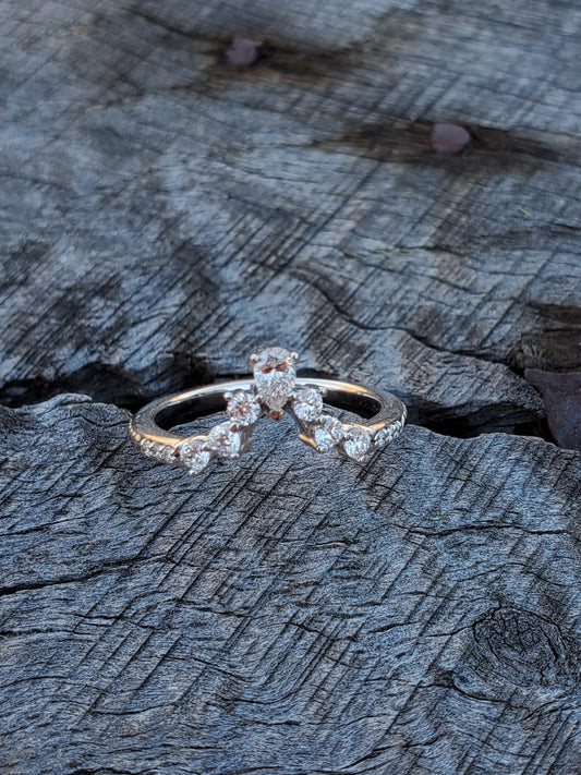 The Raya: Contour Women's Wedding Band, Diamond Wedding Band, 10K Gold Wedding Band for her, Contour Stacking Ring