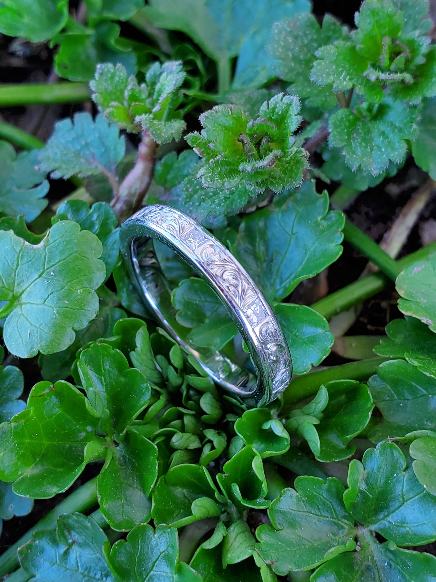 The Eva: Band with Inset Princess Cut Diamonds, Dainty 10K White Gold Wedding Band, Cowgirl Wedding Ring, Cowgirl Ring, Diamond Wedding Band
