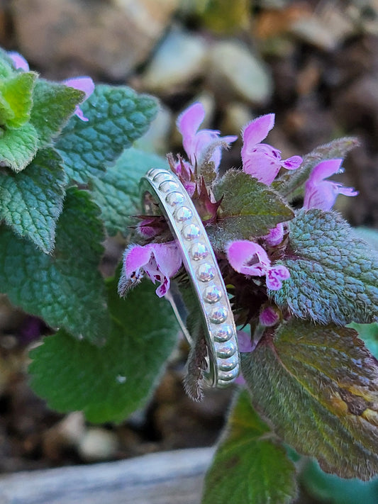 The Lola: Sterling Silver or White Gold Beaded Band, Western Wedding Band, Stackable Cowgirl Ring, Western Band for her