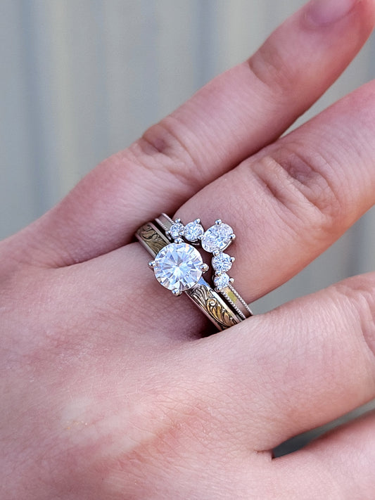 The Aspen: Contour Stacking Band for Engagement Ring, Western Stackable Wedding Ring, Cowgirl Wedding Band, Vintage Inspired Wedding Ring