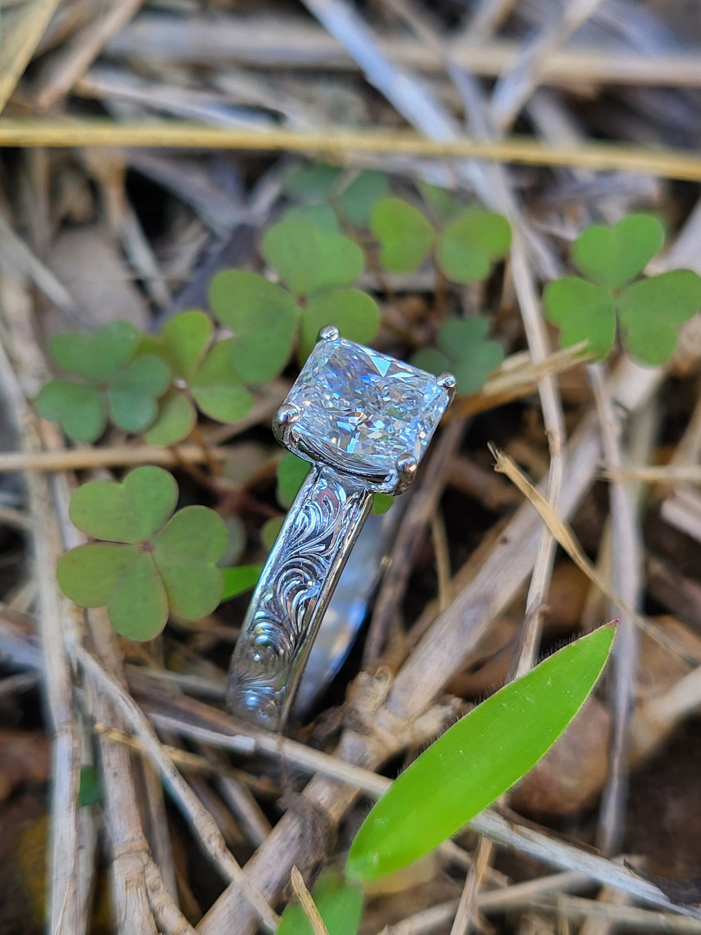 The Tova: 1ct+ Radiant Cut 3.5mm Narrow Engagement Ring in 10K, 14K, 18K White Gold Engagement Ring, Western Engagement Ring, Cowgirl Ring, Western Wedding Ring