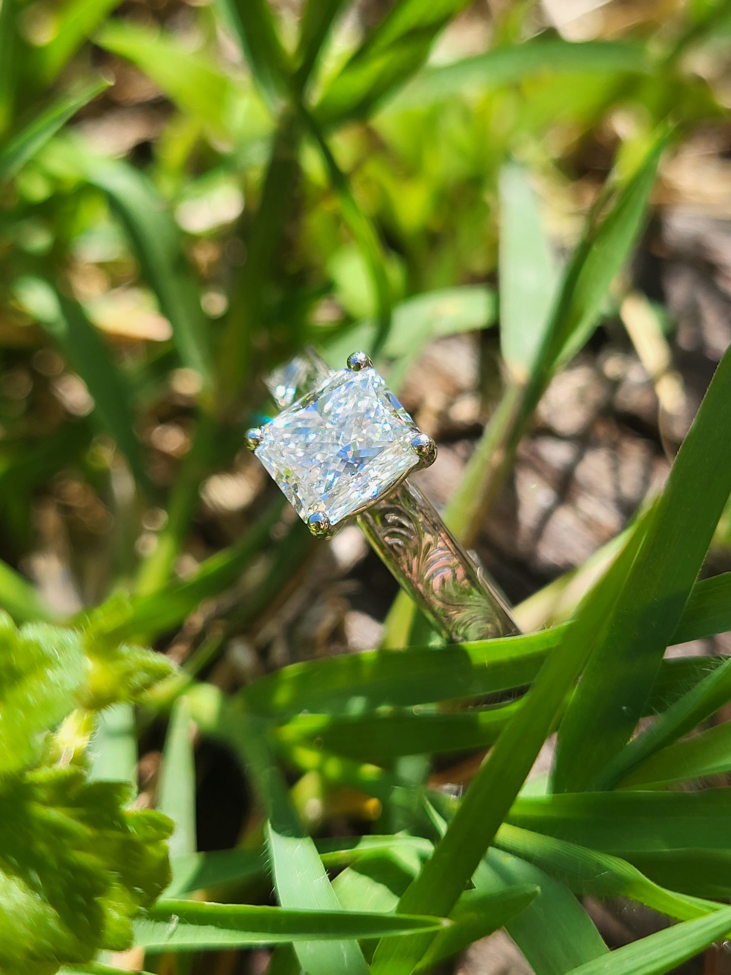 The Tova: 1ct+ Radiant Cut 3.5mm Narrow Engagement Ring in 10K, 14K, 18K White Gold Engagement Ring, Western Engagement Ring, Cowgirl Ring, Western Wedding Ring