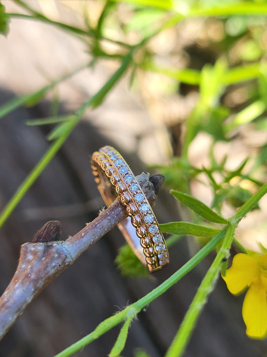 The Rosa: Diamond and Rose Gold Beaded Band, Western Wedding Band, Stackable Cowgirl Ring, Western Band for her