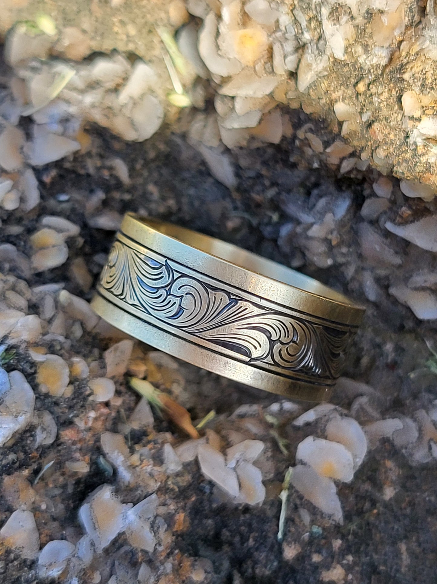 The Tyler: 8mm, 10K, 14K or 18K Yellow Gold Men's Western Wedding Band, Custom Engraved Initial, Hand-Engraved Cowboy Wedding Ring, Men's Engraved Wedding Band, 8mm Wedding Band for Men, Yellow Gold Men's Ring