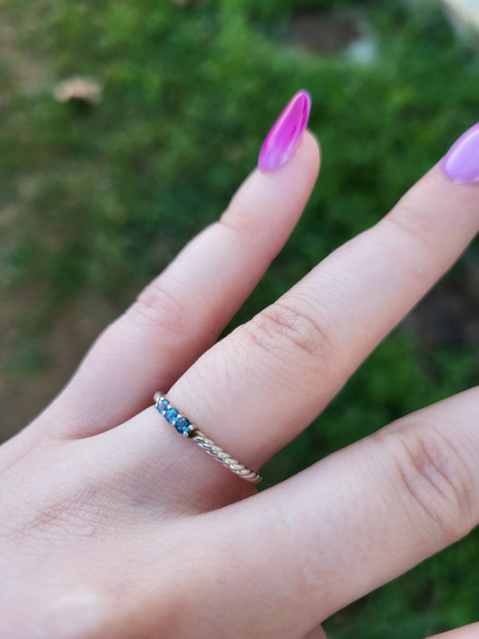 Loreena's Birthstone Band: Custom Birthstone Stacking Band, Rope Band with Gemstones, Western Stacking Mother's Ring