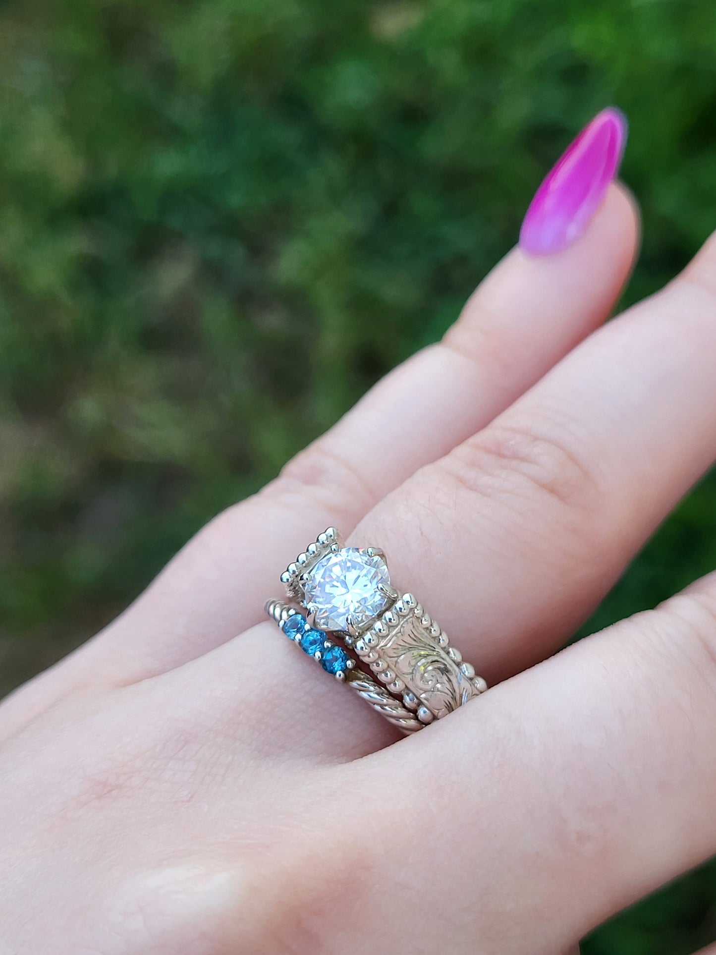 Loreena's Birthstone Band: Custom Birthstone Stacking Band, Rope Band with Gemstones, Western Stacking Mother's Ring