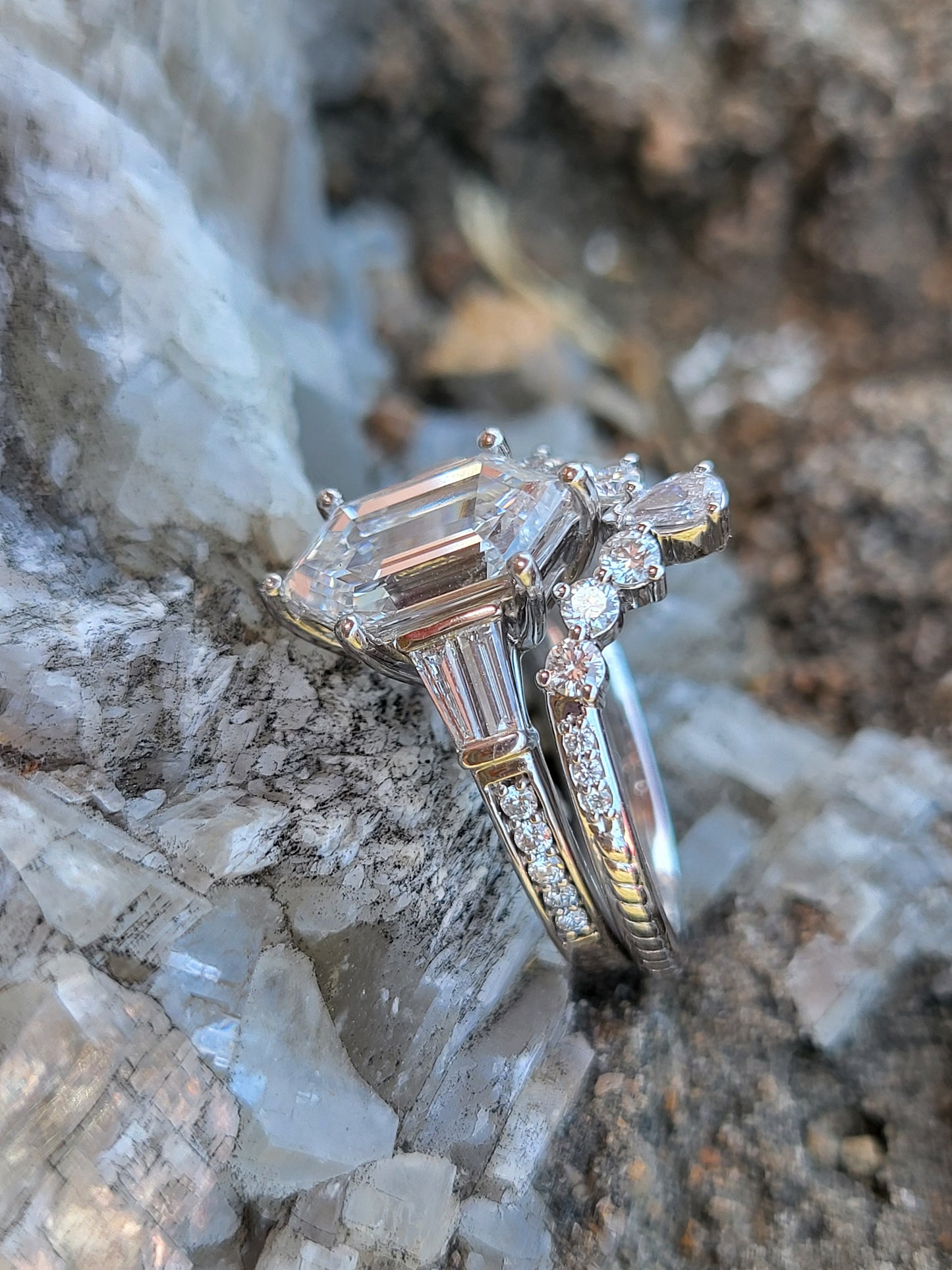 The Etta: 2ct Lab Diamond Elongated Hexagon Engagement Ring, Western Engagement Ring with Duchess Step Cut Center, Classic Engagement Ring, White Gold Ring with Hexagon Center