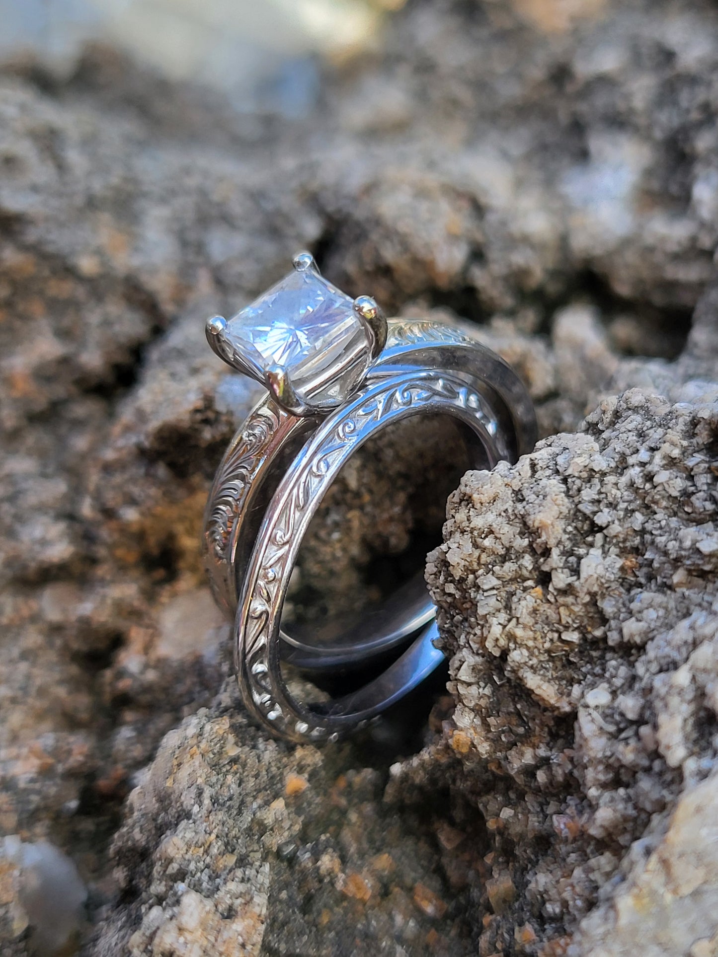 The Cici: White Gold or Platinum Scroll-Style Band, Western Wedding Ring, Western Wedding Band, Cowgirl Ring, Dainty Cowgirl Ring
