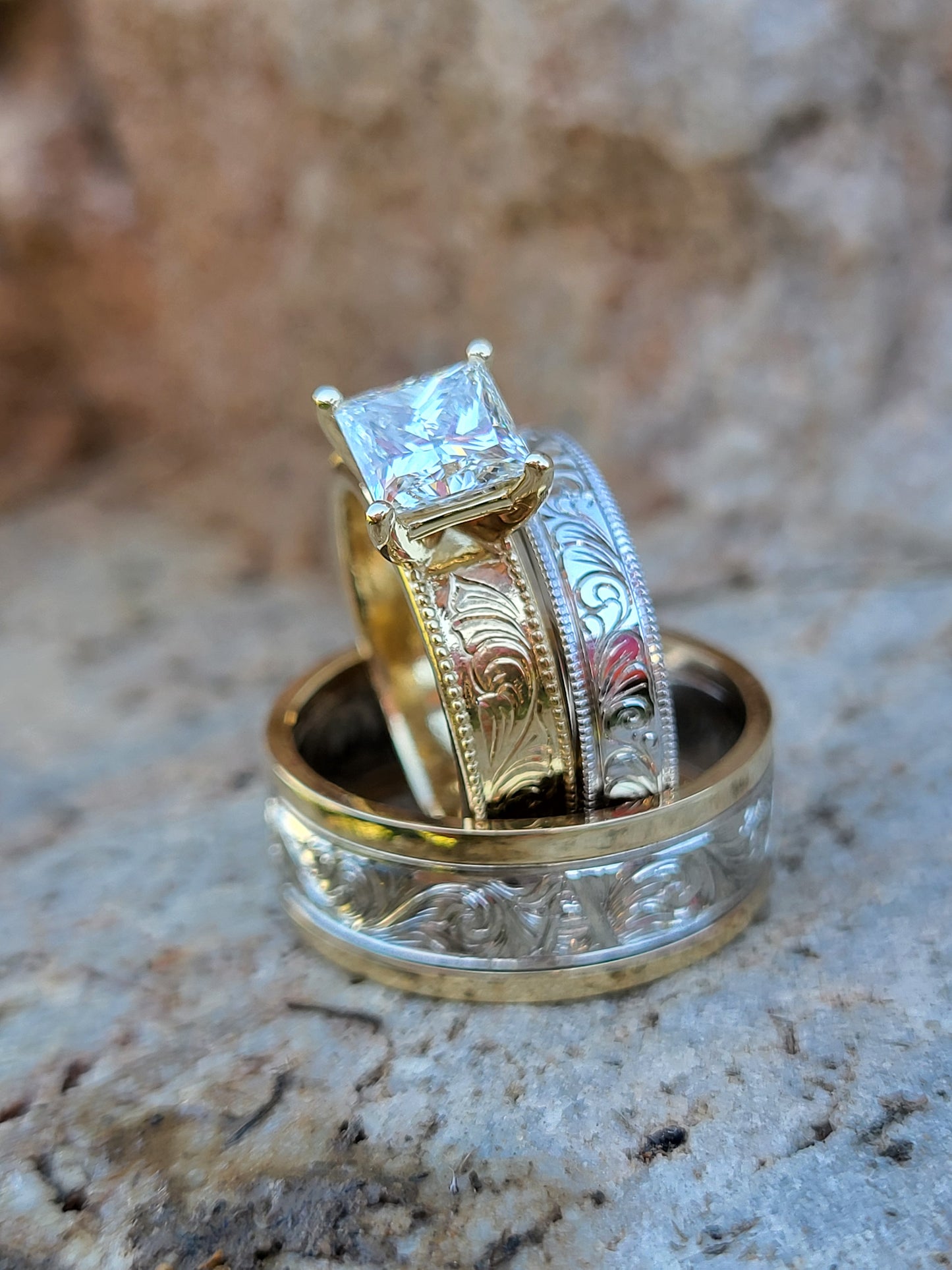 IMMEDIATE SHIP: Size 5 The Tawny: 14K Yellow Gold Ring, Square Lab Grown Diamond ring, western engagement ring, cowgirl ring, white gold engagement ring (Copy)