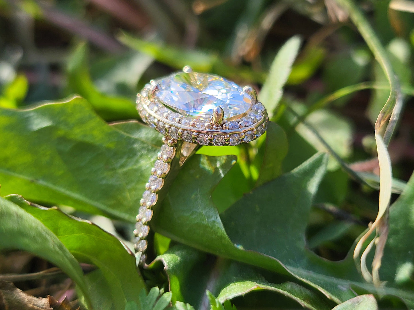 The Shea: 2mm, 3ct Lab Diamond Center Oval Halo Engagement Ring, Stackable Narrow Engagement Ring, Yellow Gold and Diamond Cowgirl Engagement Ring