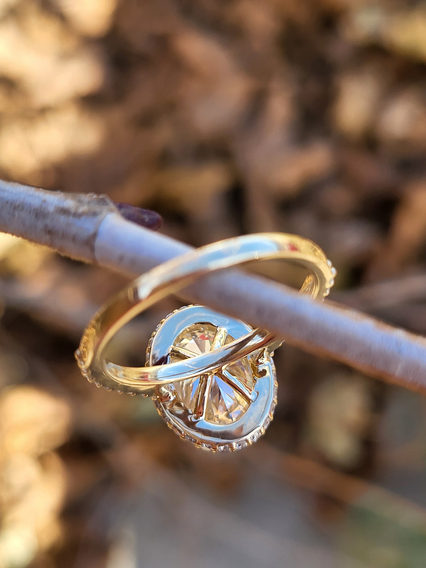 The Shea: 2mm, 3ct Lab Diamond Center Oval Halo Engagement Ring, Stackable Narrow Engagement Ring, Yellow Gold and Diamond Cowgirl Engagement Ring