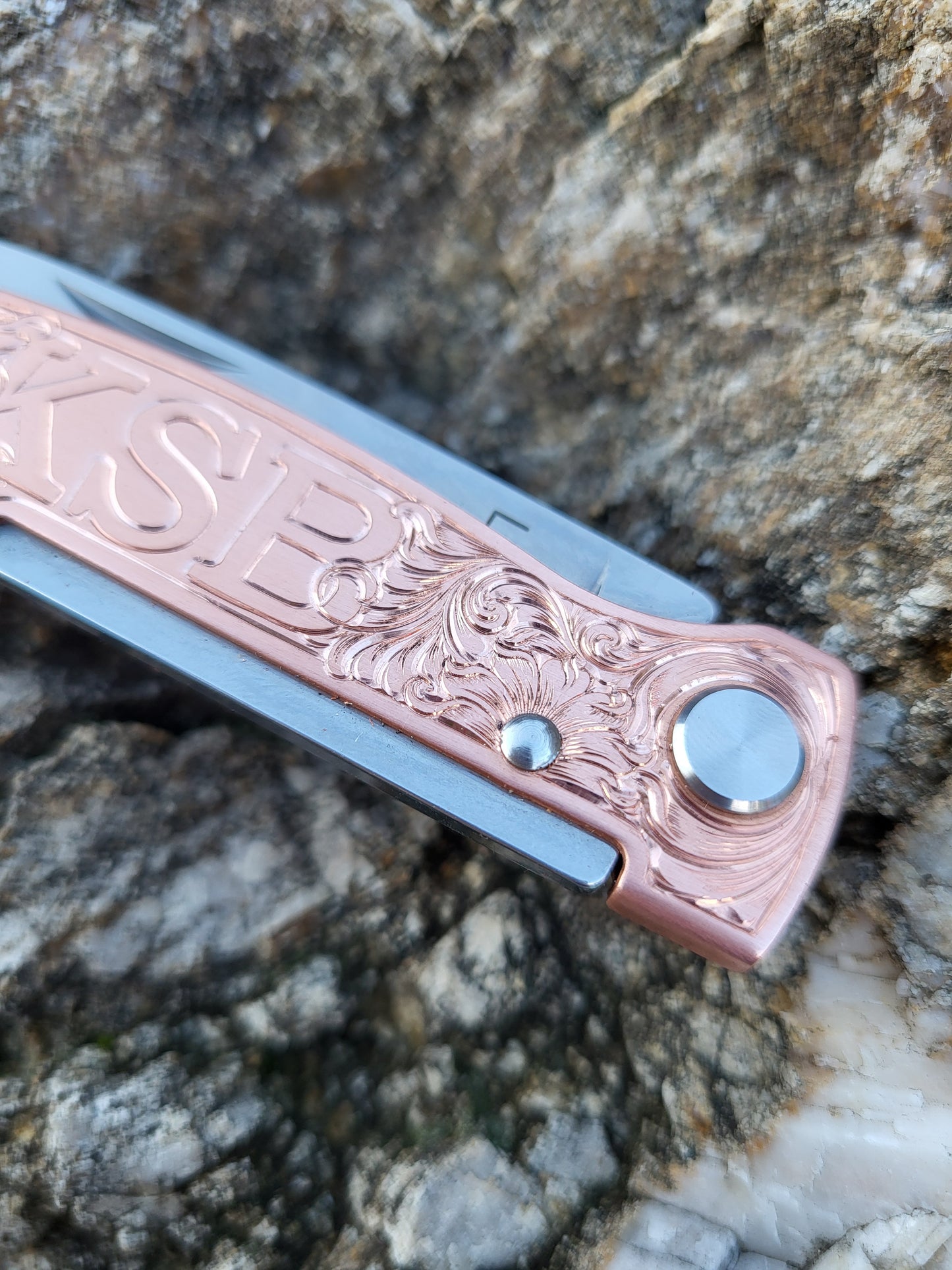 Personalized Hand-Engraved Copper Boker Pocket Knife with Custom Initials or Brand, Western Gifts for Him, Cowboy Gifts, Hand-Engraved Knife, Hand Tooled Knife