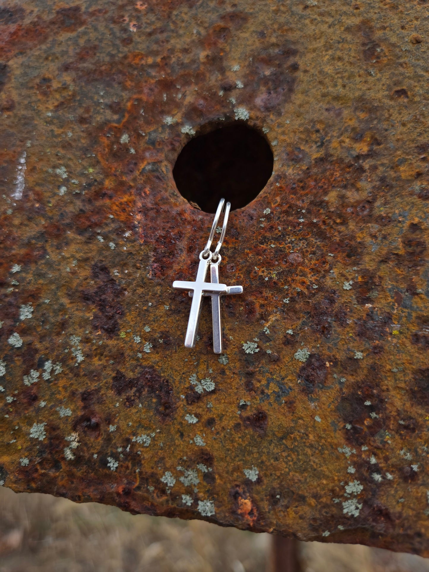 Blessed: Sterling Silver Western Dangle Cross Earrings, Western Bridal Jewelry, Sterling Silver Jewelry
