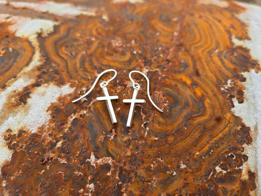 Immediate Ship: Blessed: Sterling Silver Western Dangle Cross Earrings, Western Bridal Jewelry, Sterling Silver Jewelry (Copy)