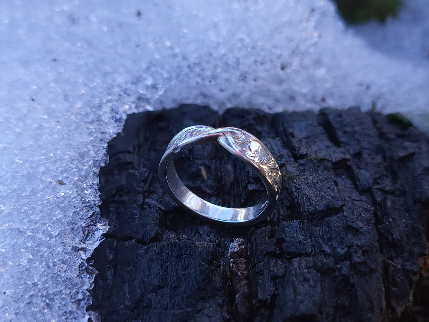 The Mavis: 5mm Sterling Silver or Gold Hand-Engraved Twisted Band, Western Wedding Band, Stackable Cowgirl Anniversary Ring, Western Band for Her, Western Ring