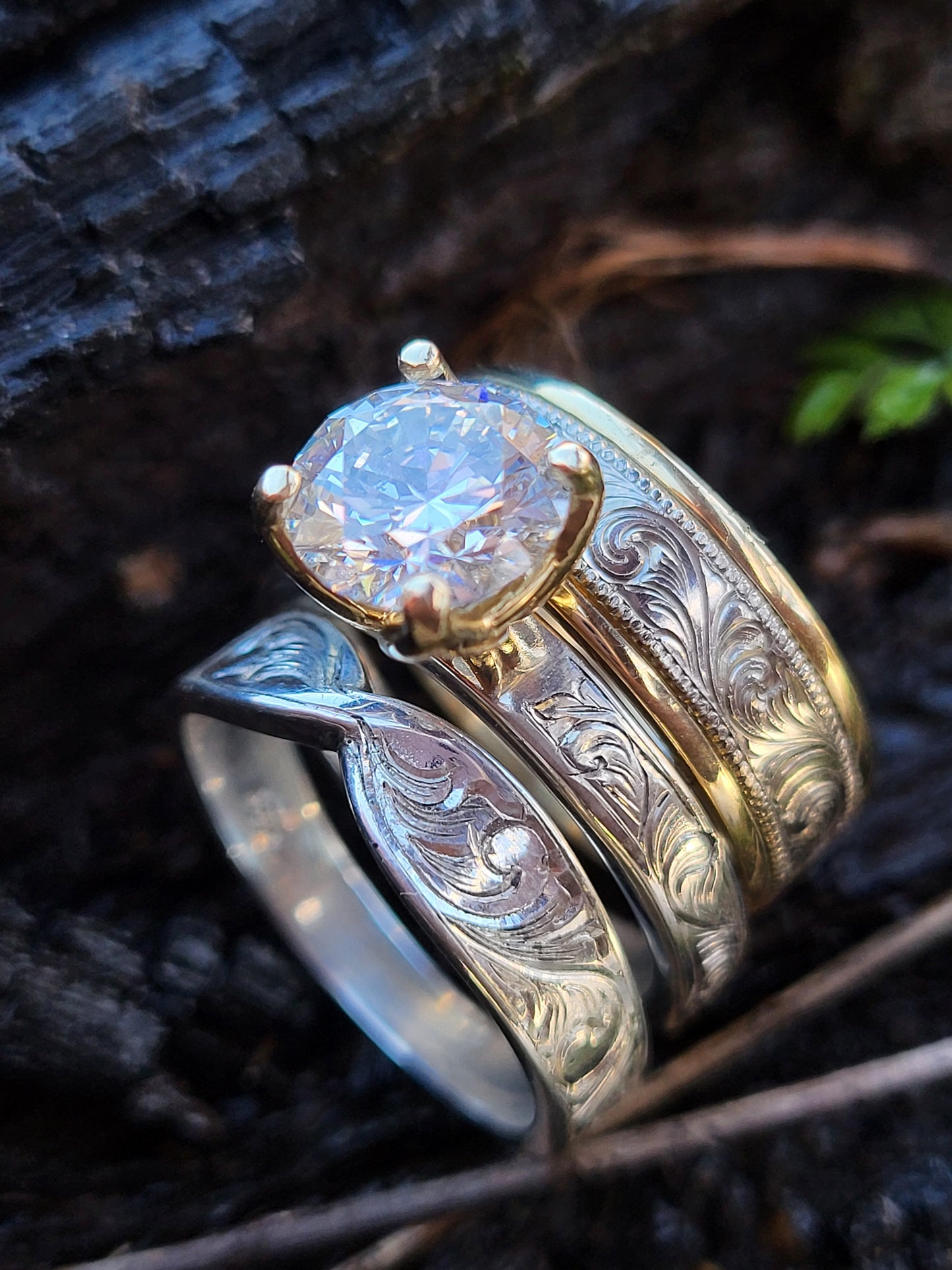 The Mavis: 5mm Sterling Silver or Gold Hand-Engraved Twisted Band, Western Wedding Band, Stackable Cowgirl Anniversary Ring, Western Band for Her, Western Ring