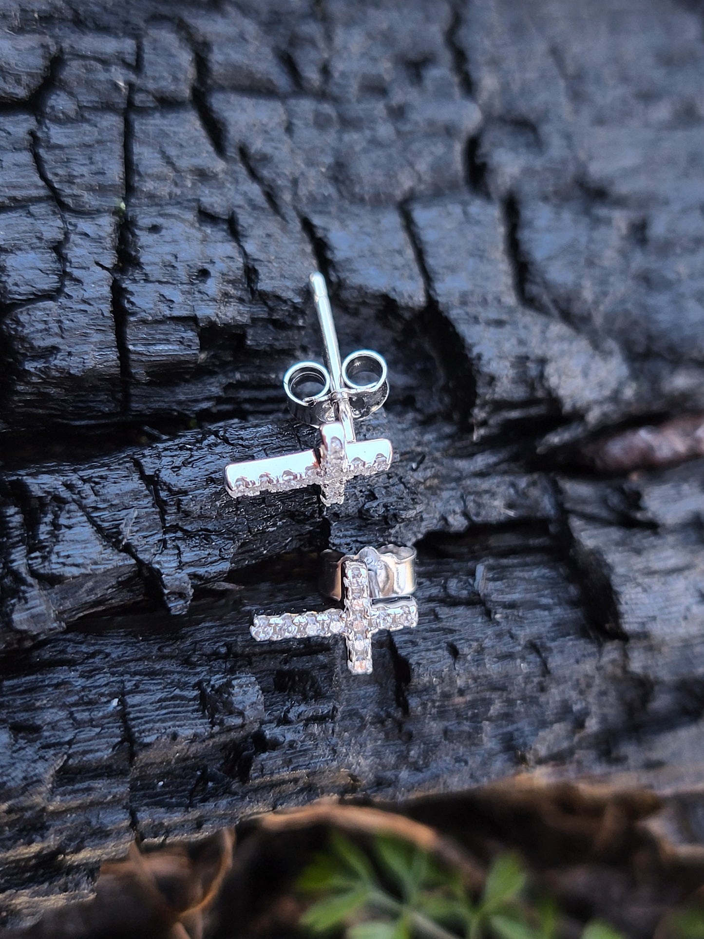 Charity: Dainty Cross Studs, Sterling Silver and CZ Studs, Dainty Stud Earrings for Earring Stack, Cowgirl Earring Stack