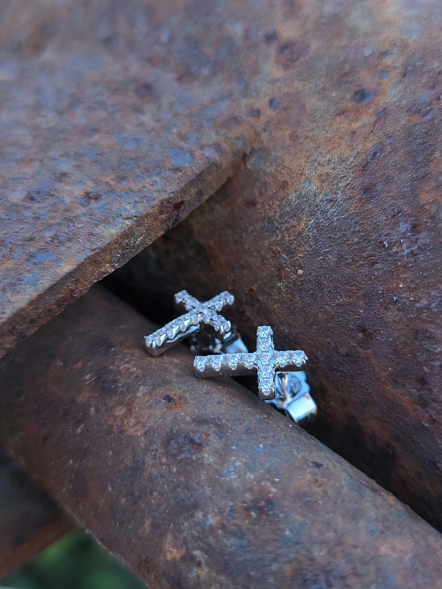 Charity: Dainty Cross Studs, Sterling Silver and CZ Studs, Dainty Stud Earrings for Earring Stack, Cowgirl Earring Stack