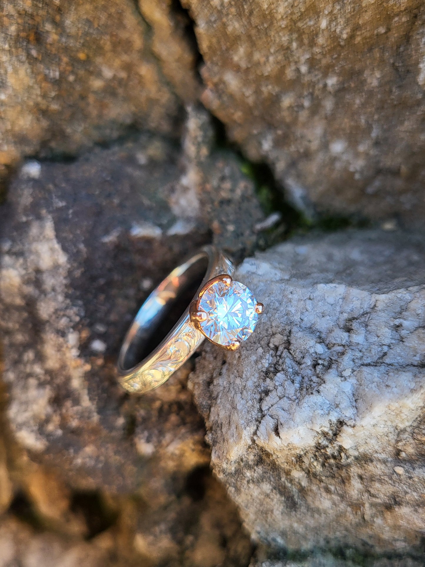 The Tori: Two-Tone 1ct to 1.75ct, 3.5mm Narrow Engagement Ring in 10K, 14K, 18K Sterling Silver and Yellow or Rose Gold Round Engagement Ring, Western Engagement Ring, Cowgirl Ring, Western Wedding Ring