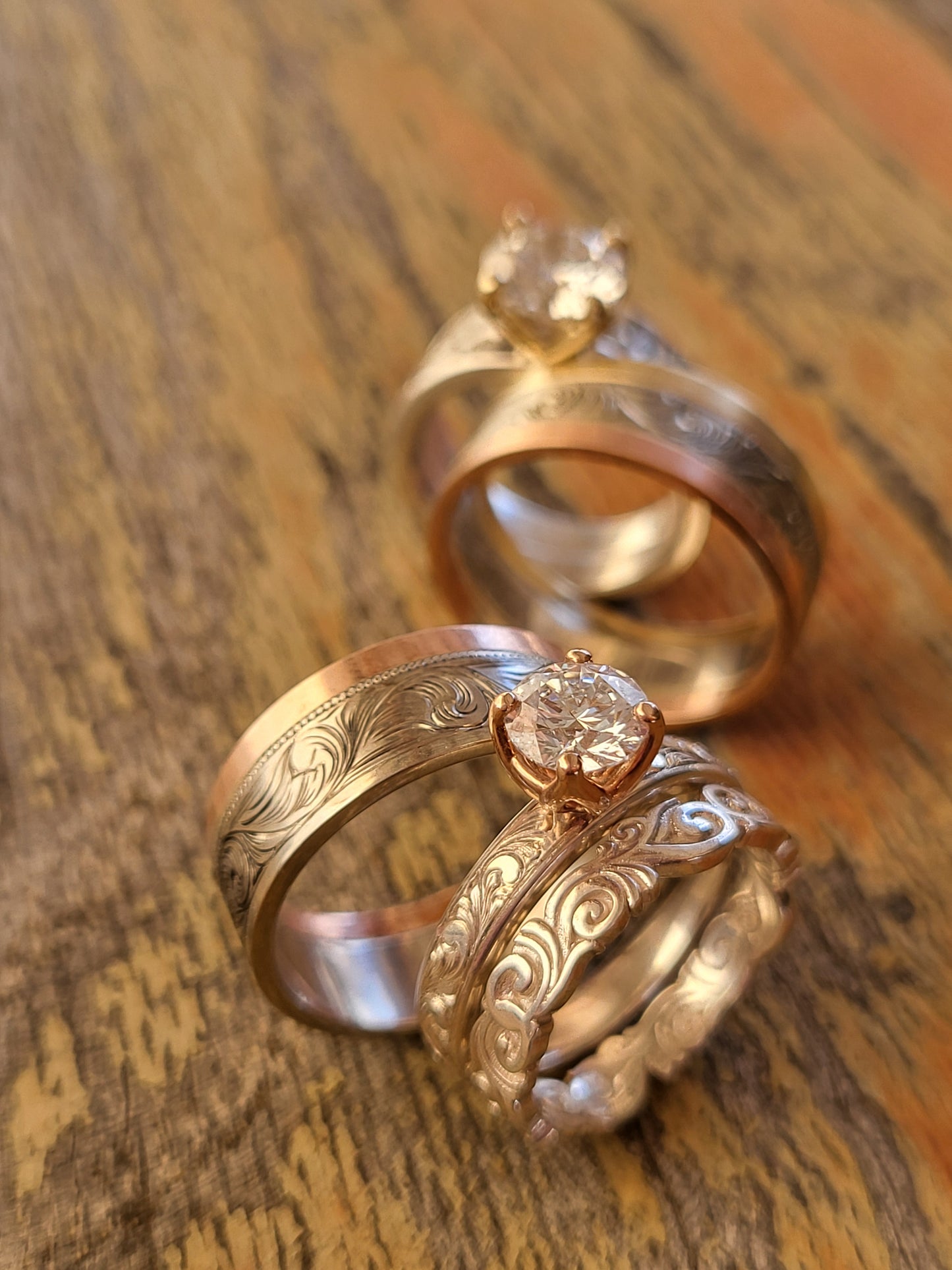 The Ashley: 3.5mm Dimentional Scrollwork Band, Narrow Stackable Western Wedding Band, 3D Scrollwork Ring, Cowgirl Wedding Band
