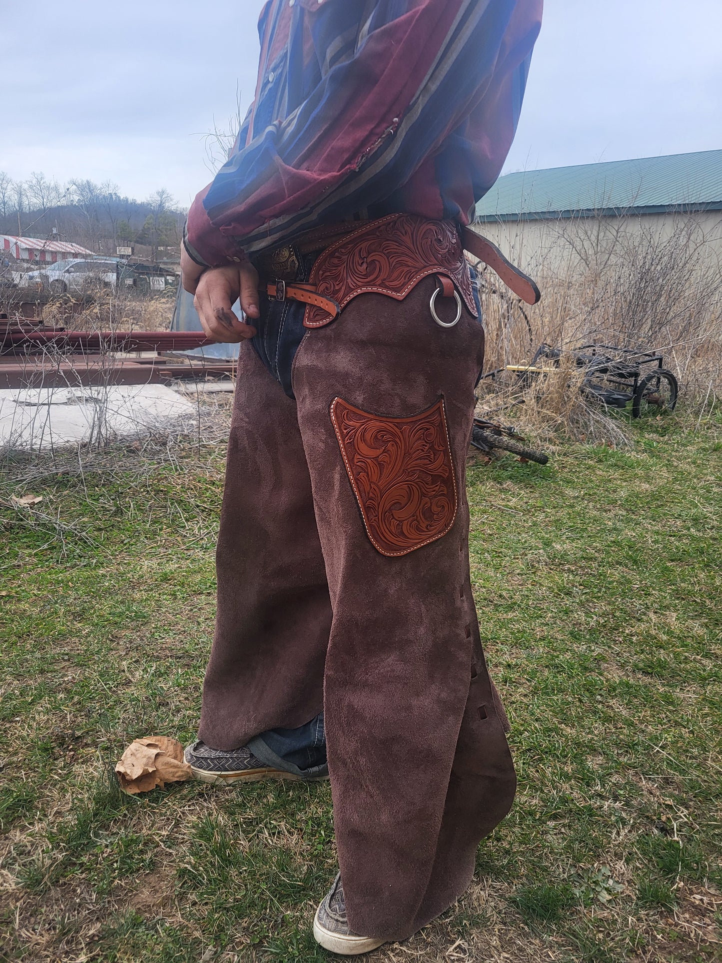 C&L Roughout Buckstitched Chaps with Pocket