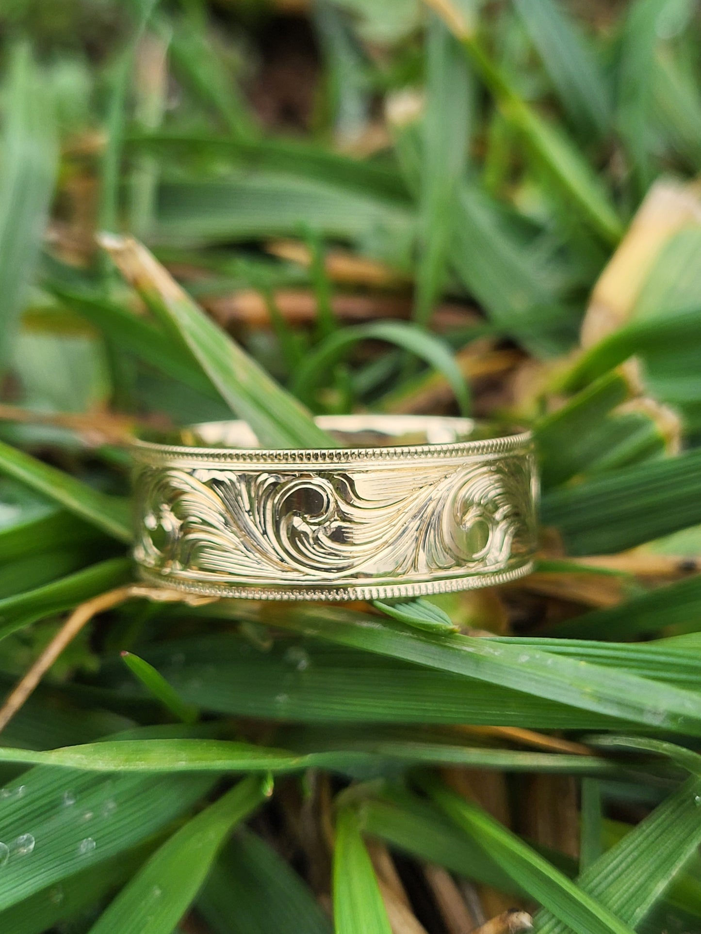 The Apollo: 10K, 14K, or 18K Yellow Gold Western Wedding Band, Hand-Engraved Cowboy Wedding Ring, Cowboy Ring, Yellow Gold Men's Wedding Band, Detailed Wedding Ring