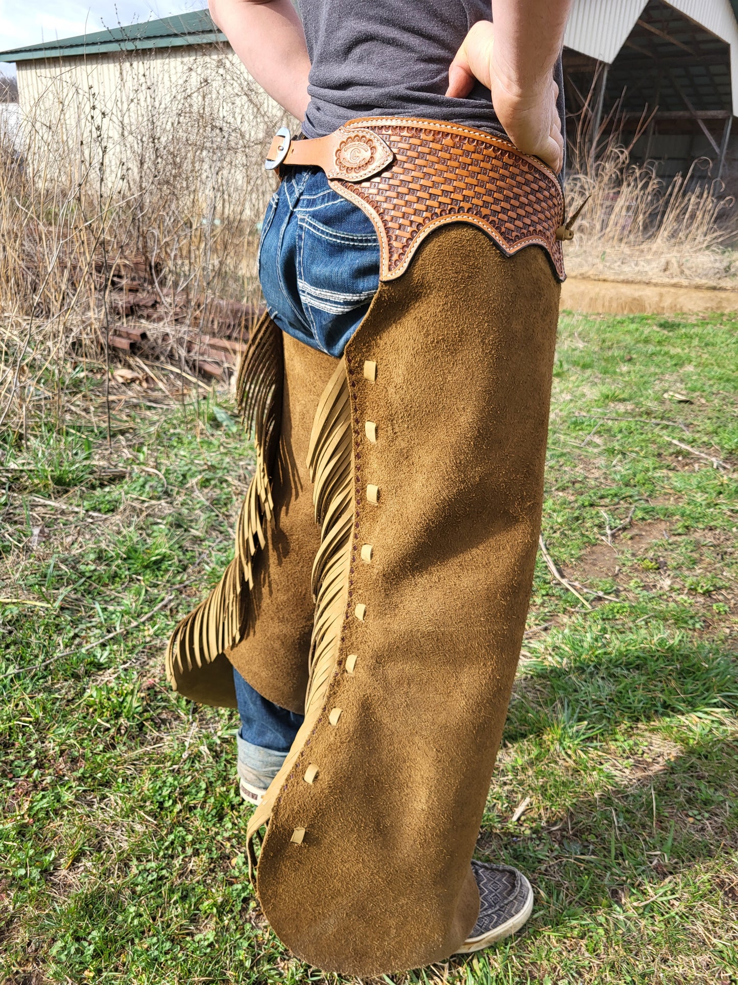 C&L Roughout Buckstitched Chaps