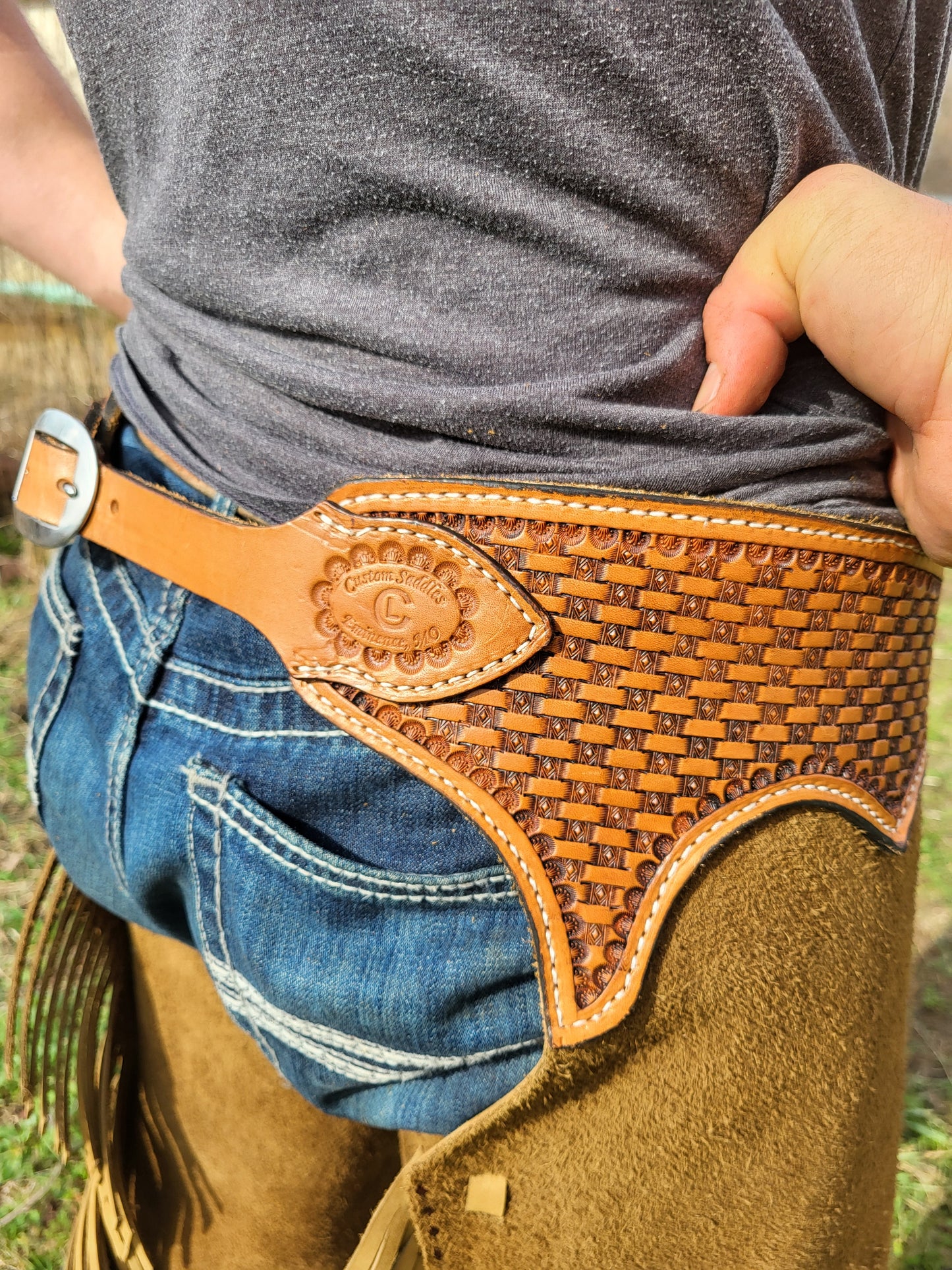 C&L Roughout Buckstitched Chaps