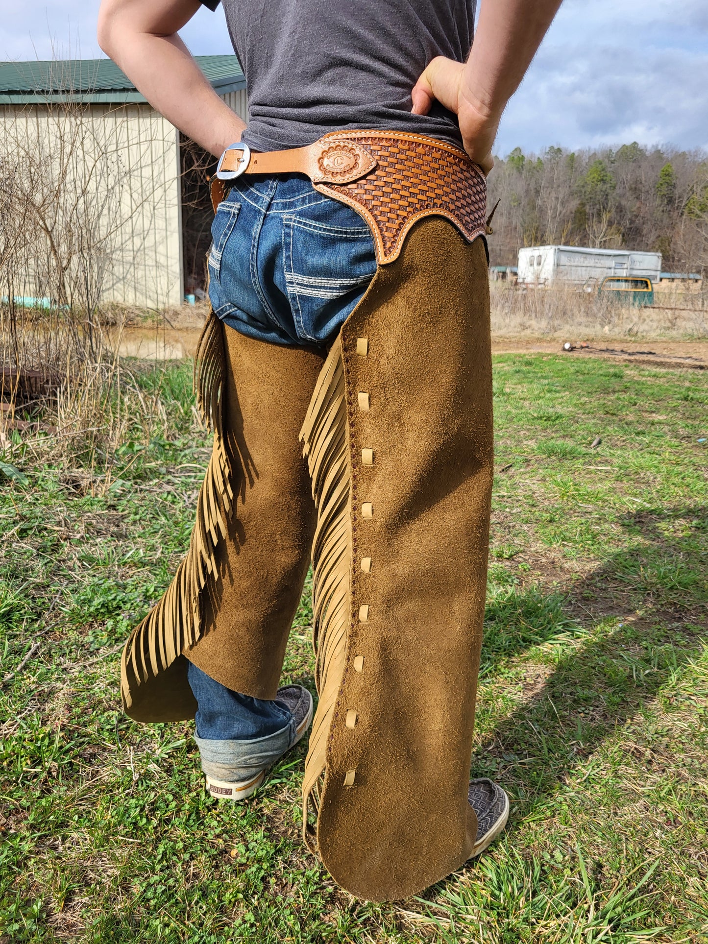 C&L Roughout Buckstitched Chaps