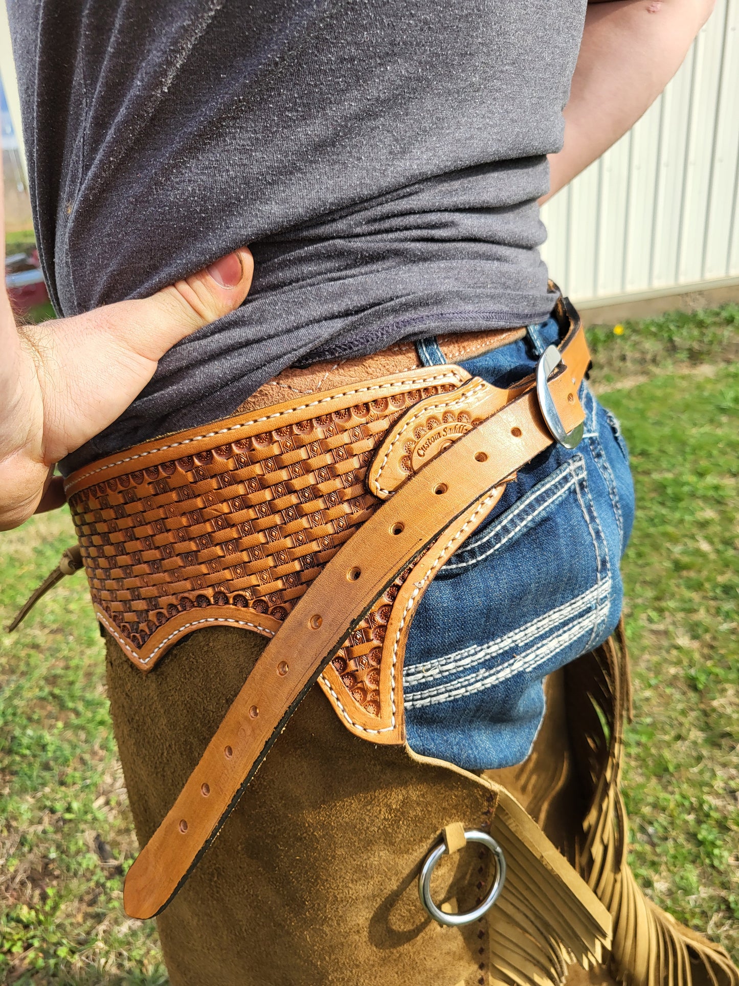 C&L Roughout Buckstitched Chaps
