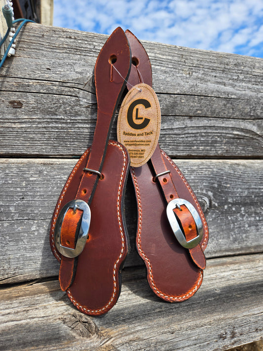 C&L Bib Style Handmade Spur Straps Oval Stainless Buckle SS000005