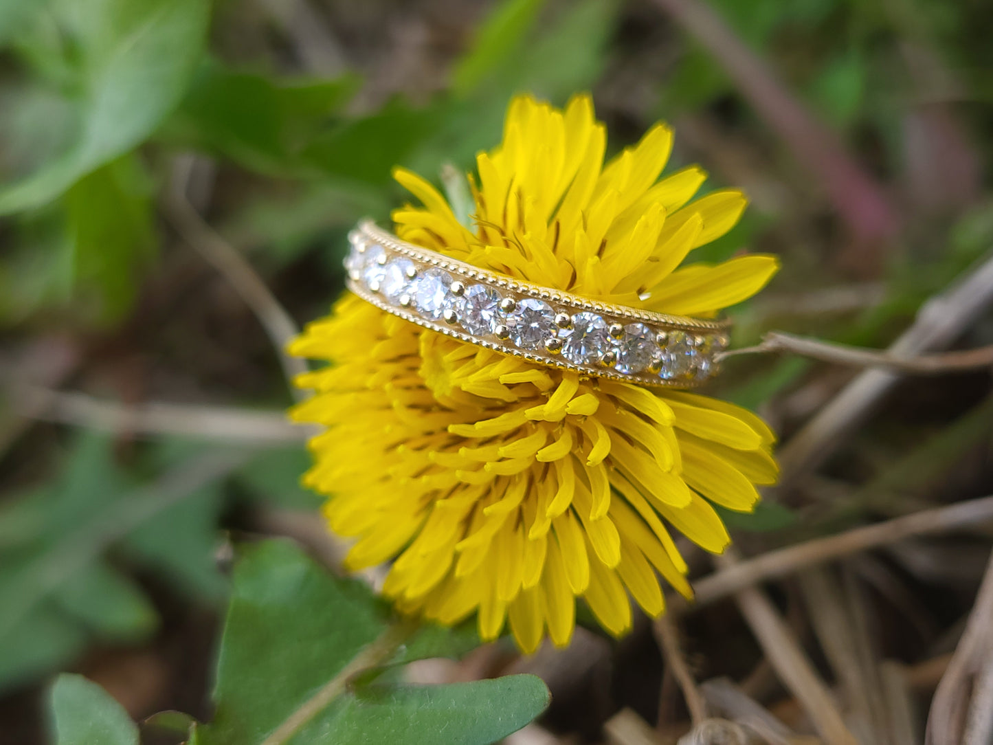 The Olivia: 4mm Upraised Milgrain Detail Yellow Gold Women's Wedding Band, Diamond Western Wedding Ring, Cowgirl Wedding Band, Ring with Milgrain Detail