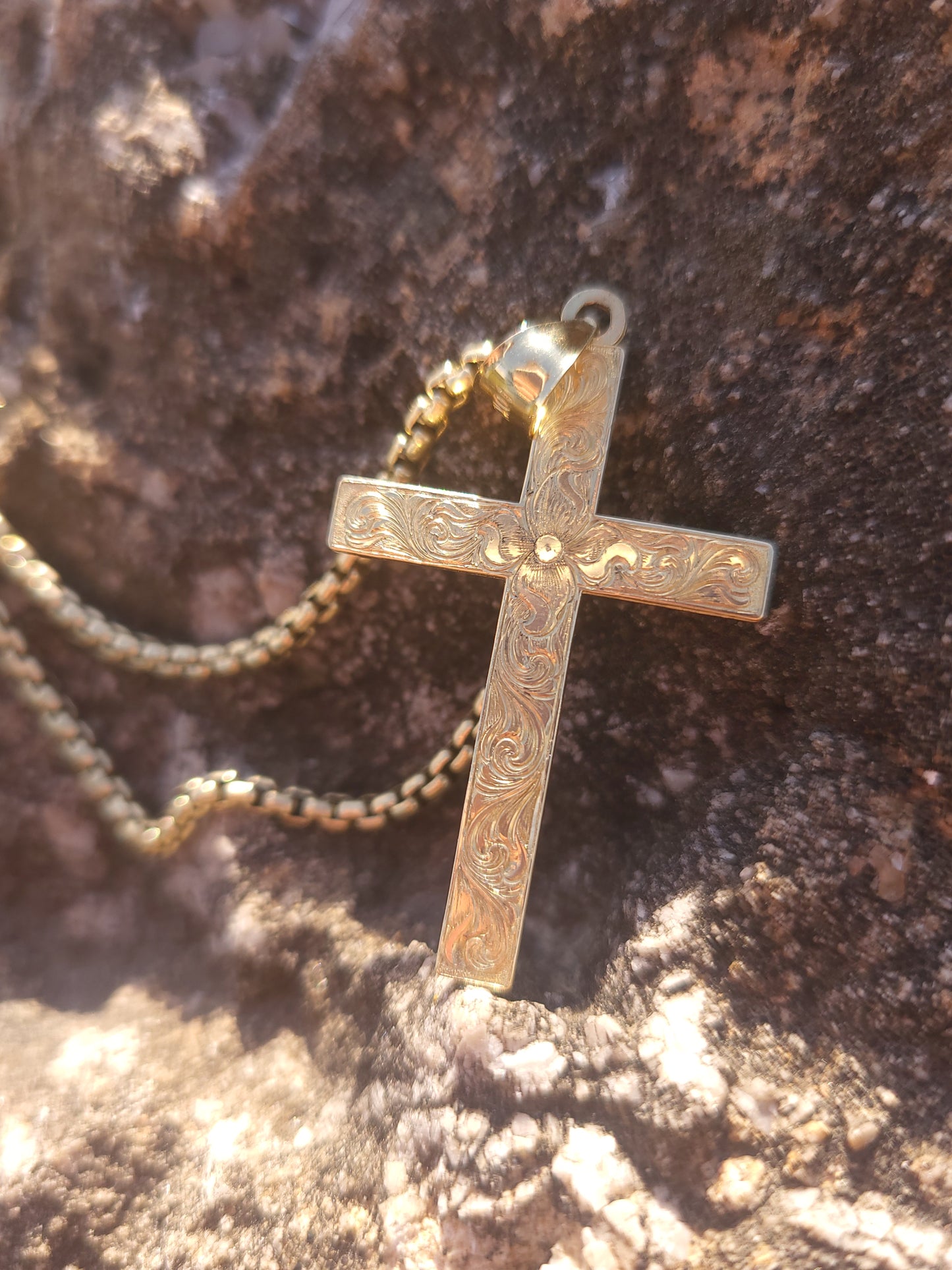 Transform: 10K Yellow Gold Cross, Western Pendant, Gold Cowgirl Cross Necklace, Western Cross Jewelry, Christian Cowboy Necklace