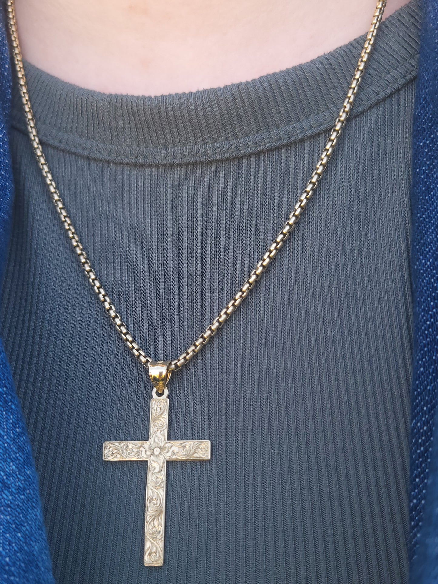 Transform: 10K Yellow Gold Cross, Western Pendant, Gold Cowgirl Cross Necklace, Western Cross Jewelry, Christian Cowboy Necklace