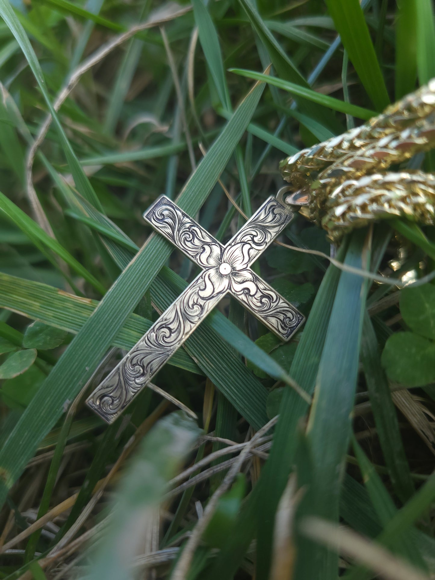Transform: 10K Yellow Gold Cross, Western Pendant, Gold Cowgirl Cross Necklace, Western Cross Jewelry, Christian Cowboy Necklace