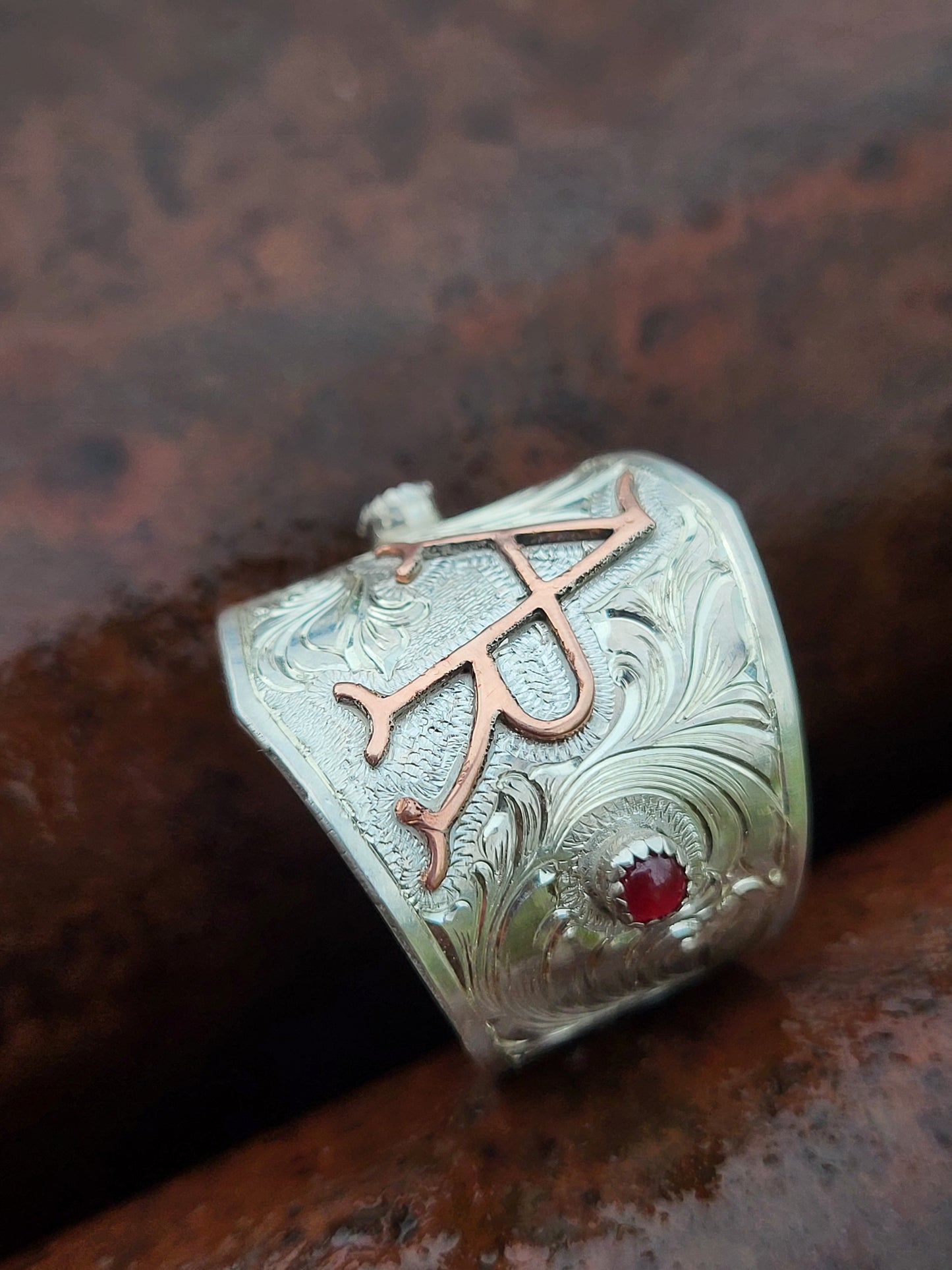 The Moxie: Custom Tapered Inital Ring Builder, Cowgirl Inital Ring, Western Ring for Her, Custom Ring with Inital, Western Promise Ring, Cowgirl Promise Ring