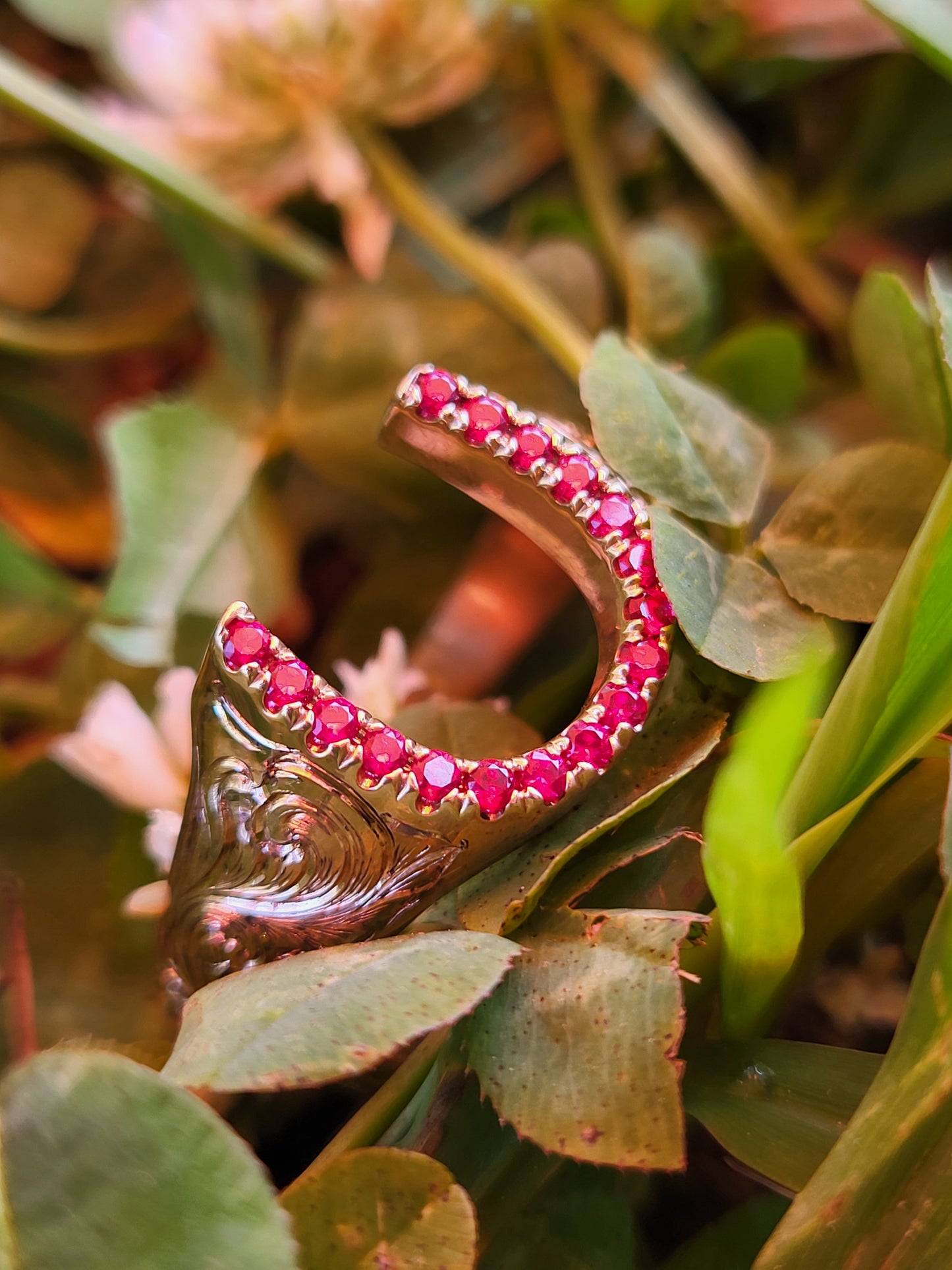 The Morgan: Customizable Hand-Engraved Horseshoe Ring, Western Unisex Horseshoe Ring, Cowgirl Jewelry, Western Statement Ring, Cowboy Gemstone Jewelry