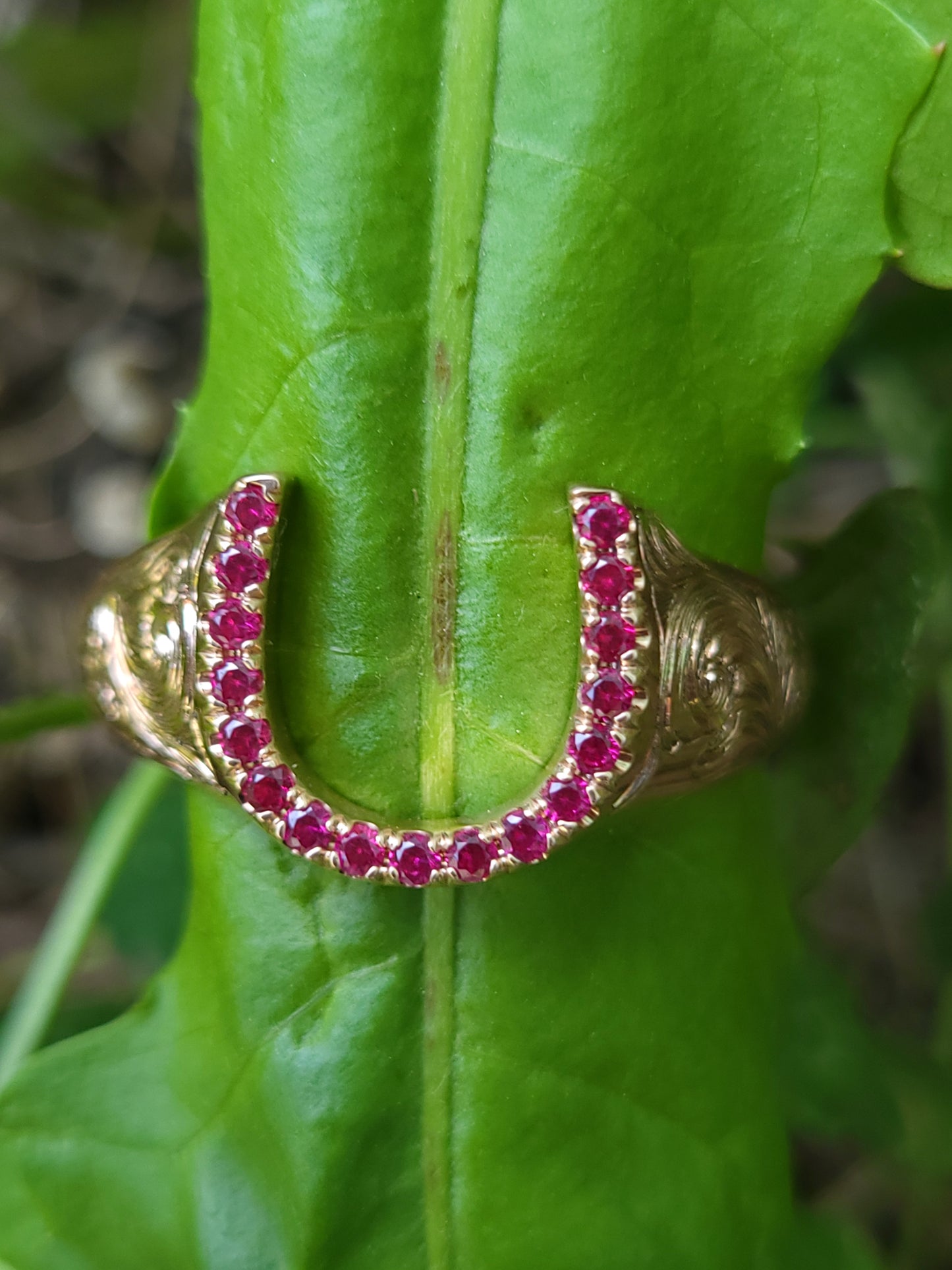 The Morgan: Customizable Hand-Engraved Horseshoe Ring, Western Unisex Horseshoe Ring, Cowgirl Jewelry, Western Statement Ring, Cowboy Gemstone Jewelry