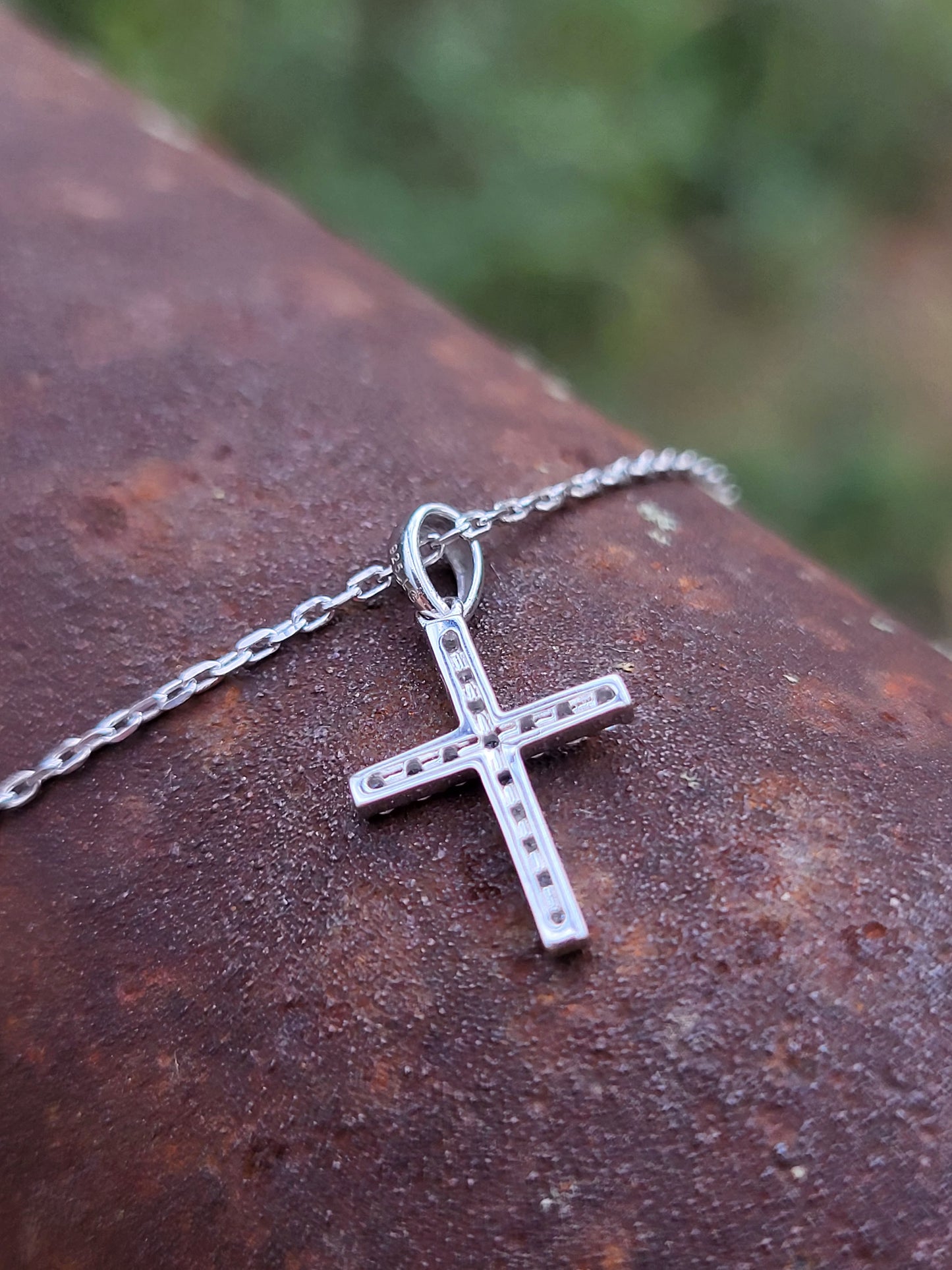 IMMEDIATE SHIP: Dainty Sterling Silver and Lab Diamond Cross Charm on 18 inch Sterling Chain, Cowgirl Christmas Gift, Stackable Cross Charm, Dainty Diamond Cross Pendant