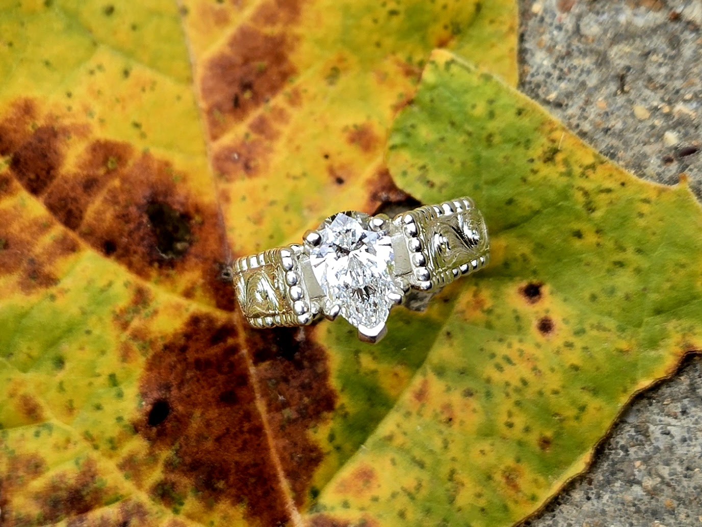 Custom Lorna Engagement Ring Builder: Build your own bead-edge cathedral-style hand-engraved engagement ring- Western Engagement Ring, Cowgirl Engagement Ring