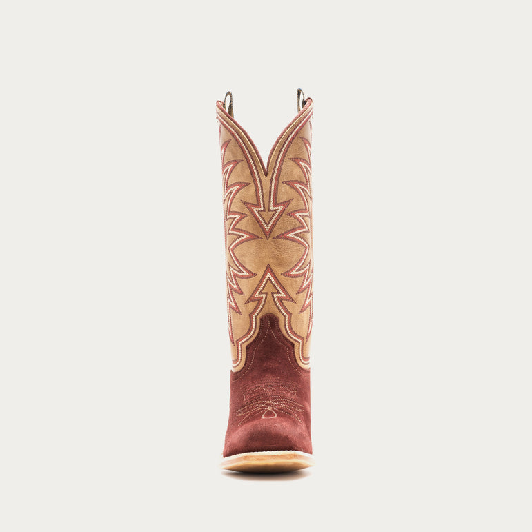 ROSE HILL Women's Cowboy Boot, Burgundy and Tan, by Hyer Boot Company, Cowgirl Boot