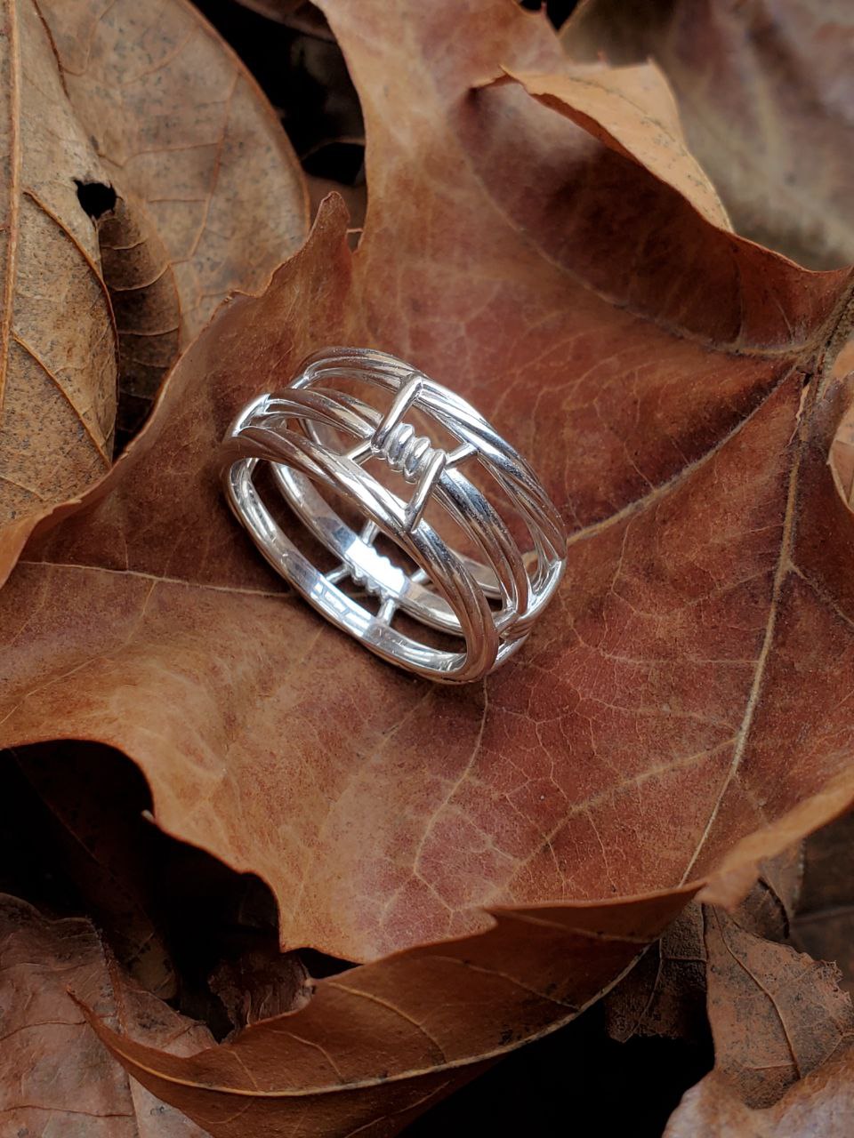 The Mark: Sterling Silver Barbed Wire Band, Men's Western Ring, Cowboy Ring, Western Wedding Band