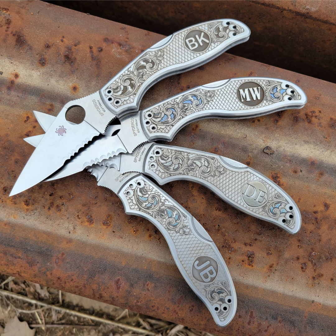 Personalized Spyderco knife, Engraved Knife with Custom Initials, Personalized Gifts for Men, Unique made-to-order knife