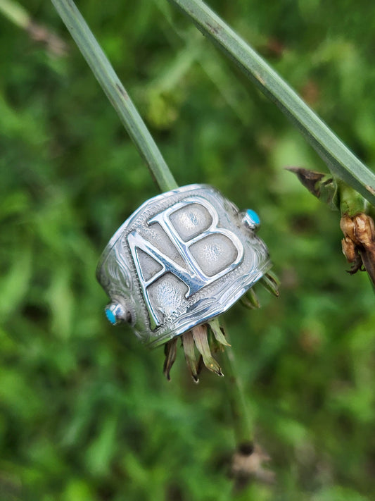 The Moxie: Custom Tapered Inital Ring Builder, Cowgirl Inital Ring, Western Ring for Her, Custom Ring with Inital, Western Promise Ring, Cowgirl Promise Ring